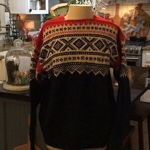 Vintage Red and Black Patterned Sweater